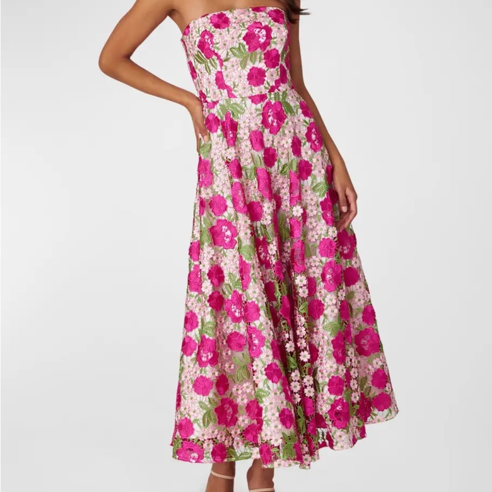 Shoshanna Strapless Pink Floral Dress